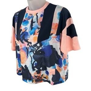 Adidas Originals‎ Tops Cropped T-Shirt Equipment Peach Blue Big Girl Size Large